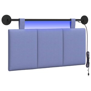 vidaXL Tête de lit suspendue Avec lumière LED Bleu denim Tissu