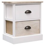 vidaXL 2 Pièces Tables de chevet Blanc et naturel 38x28x45 cm Paulownia