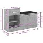 vidaXL Banc à chaussures Gris béton 94 5x31x57 cm Aggloméré