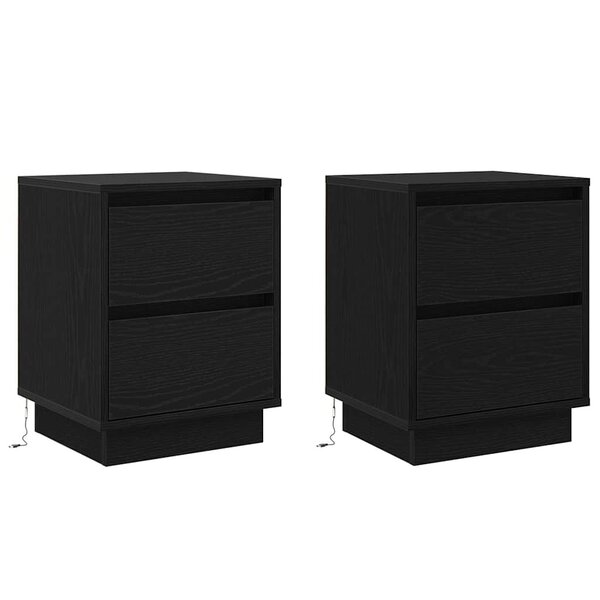 vidaXL Cabinet de chevet avec tiroir avec 2 Pièces Noir 39 x 34.5 x 50 cm