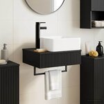 vidaXL Basin de lavage mural Noir 53 x 35 x 39 cm Bois d'ingénierie