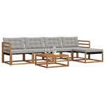 vidaXL Ensemble de canapés d'extérieur 6 Pièces Gris Naturel et Clair