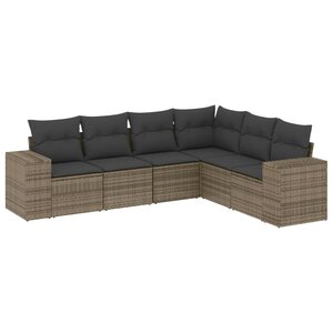 vidaXL Salon de jardin 6 Pièces avec coussins gris résine tressée