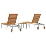 vidaXL Transats 2 Pièces avec Table 3 Pièces Marron Bois d'acacia massif