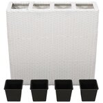 vidaXL Lits surélevés de jardin et 4 pots 2 Pièces Résine tressée Blanc