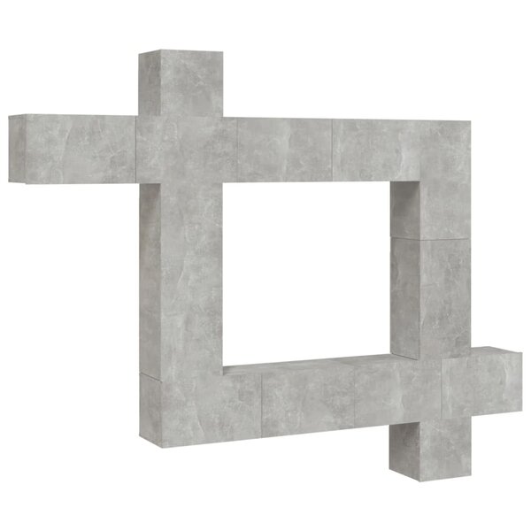 vidaXL Ensemble de meubles TV 9 Pièces Gris béton Bois d'ingénierie