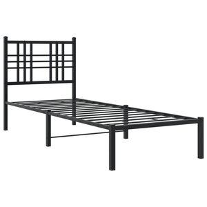 vidaXL Cadre de lit métal avec tête de lit noir 75x190 cm