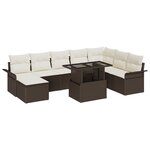 vidaXL Ensemble de canapé de jardin 9 pièces avec coussins Marron Rattan synthétique
