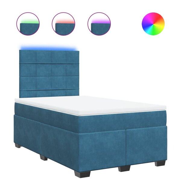 vidaXL Sommier à lattes de lit et matelas bleu 120x200 cm velours