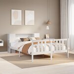 vidaXL Lit bibliothèque sans matelas blanc 160x200 cm bois pin massif