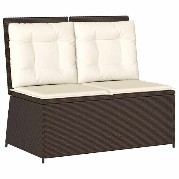 vidaXL Banc de jardin avec coussin Marron Poly rotin