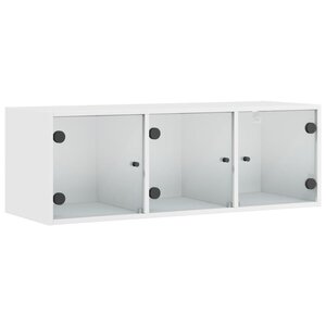 vidaXL Armoire murale avec portes en verre blanc 102x37x35 cm