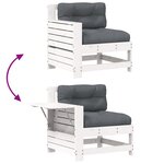 vidaXL Canapé de jardin accoudoir et coussin blanc bois massif de pin