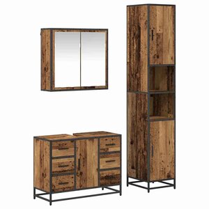 vidaXL Ensemble de mobilier de salle de bain 3 Pièces Bois ancien