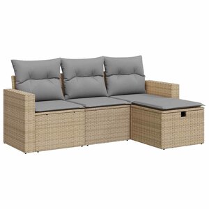 vidaXL Salon de jardin avec coussins 4 Pièces beige résine tressée