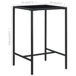 vidaXL Table de bar de jardin Noir 70x70x110cm Résine tressée et verre