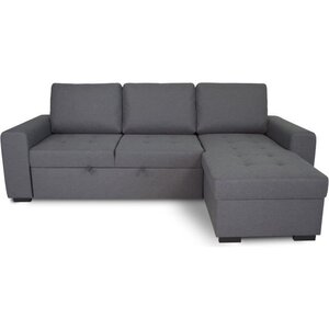 Canapé d'angle convertible réversible CATHY 3 places - Tissu Gris - 242 x 155 x 85 cm