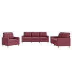 vidaXL Ensemble de canapés 3 Pièces avec coussins Rouge bordeaux Tissu