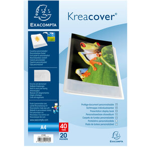 Porte vues PP semi rigide Krea Cover Chromaline 40 vues Blanc Transparent x 20 EXACOMPTA