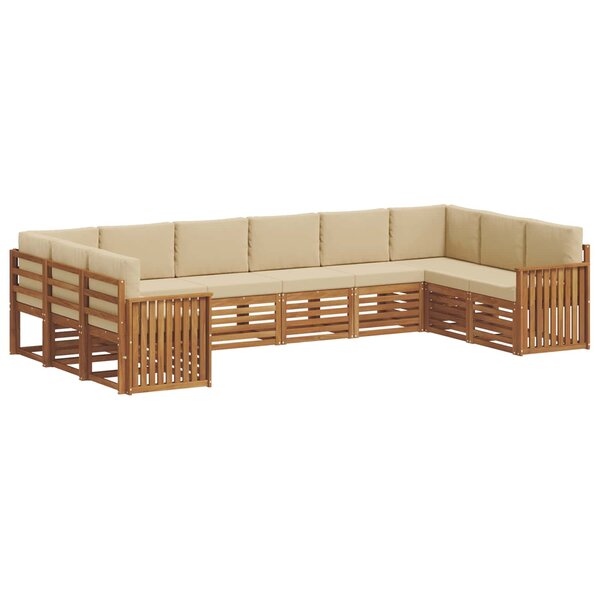 vidaXL Ensemble de canapé d'angle avec coussin 10 Pièces Naturel et Beige