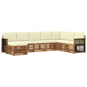 vidaXL Ensemble de canapés d'extérieur 6 Pièces Naturel et Crème