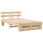 vidaXL Cadre de lit avec tête de lit Marron 135 x 190 cm Pin massif