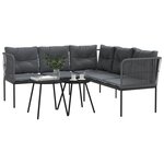 vidaXL Ensemble de canapés de jardin et coussins noir acier textilène