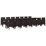 vidaXL Ensemble de salle à manger de jardin 15 Pièces Marron Large