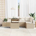 vidaXL Ensemble de canapé de jardin avec coussin 6 Pièces Beige polyrotin