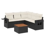 vidaXL Salon de jardin 6 Pièces avec coussins noir résine tressée