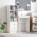 vidaXL Bureau avec tiroir avec étagère avec stockage 2 Pièces Blanc