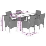 vidaXL Ensemble à manger de jardin et coussins 7Pièces noir rotin acacia