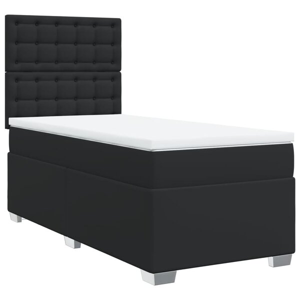 vidaXL Sommier à lattes de lit avec matelas Noir 90x200 cm Similicuir