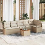 vidaXL Ensemble de canapé de jardin 7 Pièces Beige Poly rotin
