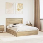 vidaXL Lit de Rangement Chêne Sonoma 140 x 200 cm Bois d'ingénierie