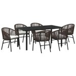vidaXL Ensemble de salle à manger pour jardin 7 Pièces Marron