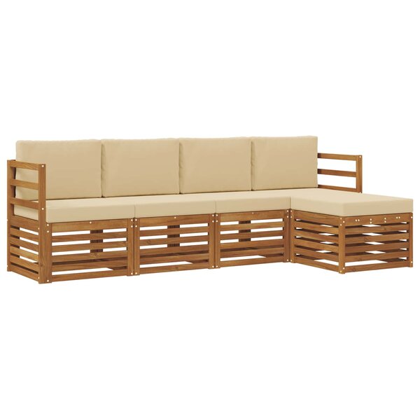 vidaXL Ensemble de canapés d'extérieur 5 pc Naturel et Beige