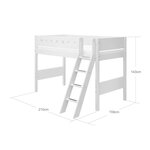 Flexa WHITE Lit sureleve avec echelle inclinee 90 x 200 cm Barriere de securite classique Blanc