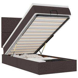 vidaXL Lit ottoman avec matelas marron foncé 100x200 cm tissu