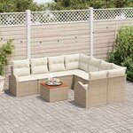 vidaXL Ensemble de canapé de jardin 9 Pièces Beige et blanc