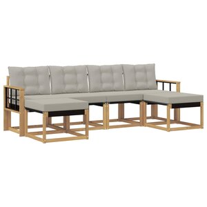 vidaXL Ensemble de canapés d'extérieur 6 Pièces Blanc et gris clair
