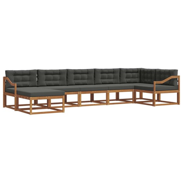 vidaXL Ensemble de canapés d'extérieur 7 pc Naturel et Anthracite