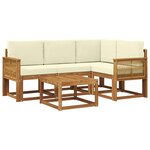 vidaXL Ensemble de canapés d'extérieur 5 pc Naturel et Crème Polyester