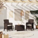 vidaXL Chaises de jardin 2 Pièces avec coussins Rotin PP Marron