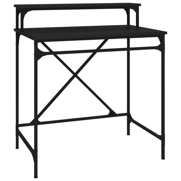 Bureau table poste de travail meuble d'ordinateur informatique étude 80 x 50 x 90 cm bois d'ingénierie et fer noir 02_0023923