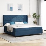 Lit à sommier box avec matelas - Bleu  200x200 cm  Tissu