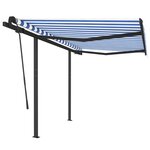 vidaXL Auvent rétractable automatique et poteaux 3 5x2 5 m Bleu blanc