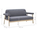 Vidaxl canapé à 3 places tissu gris foncé