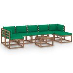vidaXL Salon de jardin 8 Pièces avec coussins vert