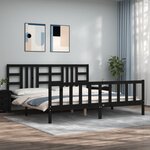 vidaXL Cadre de lit avec tête de lit noir 200x200 cm bois massif